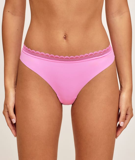 Microfiber and lace thong;