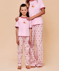 Poplin trousers with vivhy print and pastries;