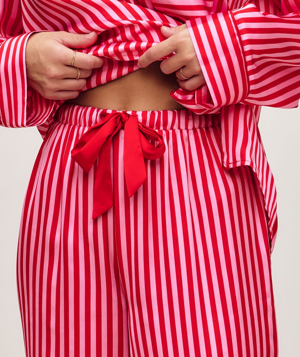 Striped satin pyjama bottoms;