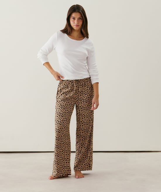 Pantalon en flanelle l&eacute;opard;