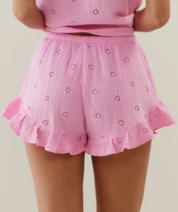 Short en coton avec broderies;