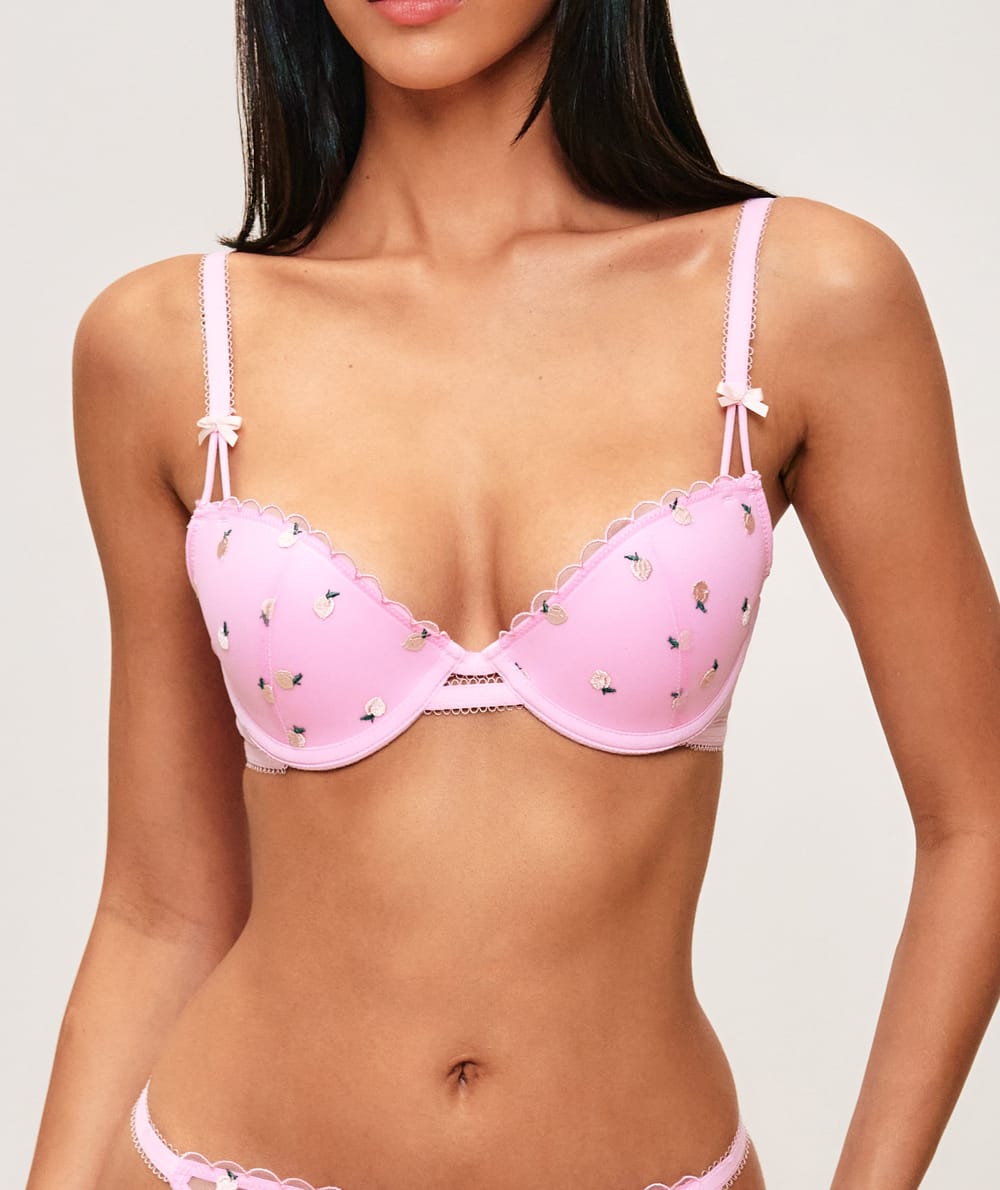 Soutien-gorge ampliforme en tulle broderies p&ecirc;ches;