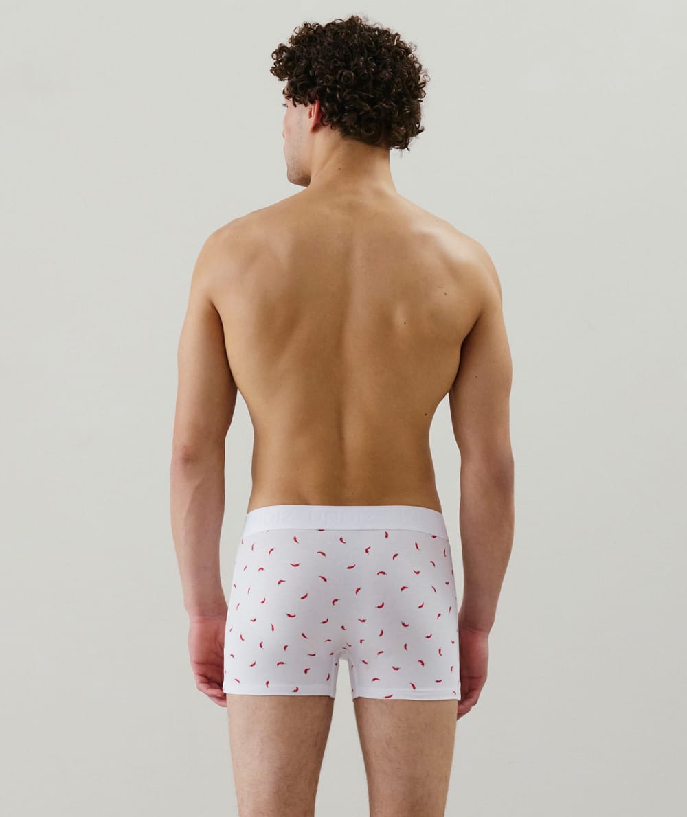 Boxer shorts with chili pepper print;