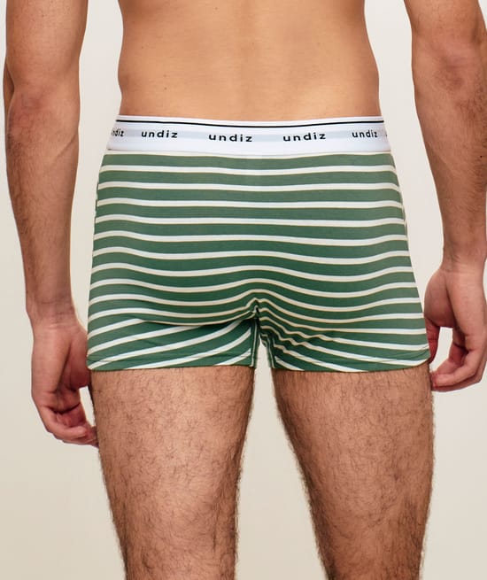 Boxer en coton &agrave; rayures;