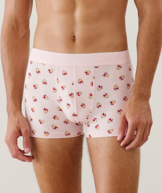 Cotton boxer shorts with mushroom print;