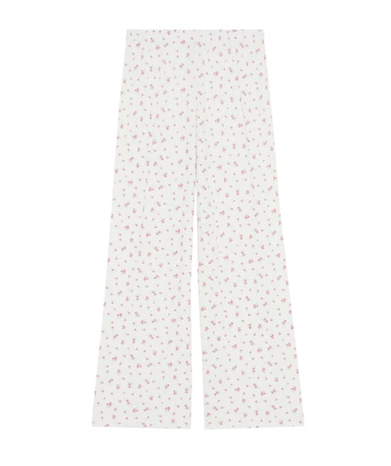 Pantalón de pointelle con estampado de flores;