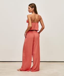 Wide satin pants;