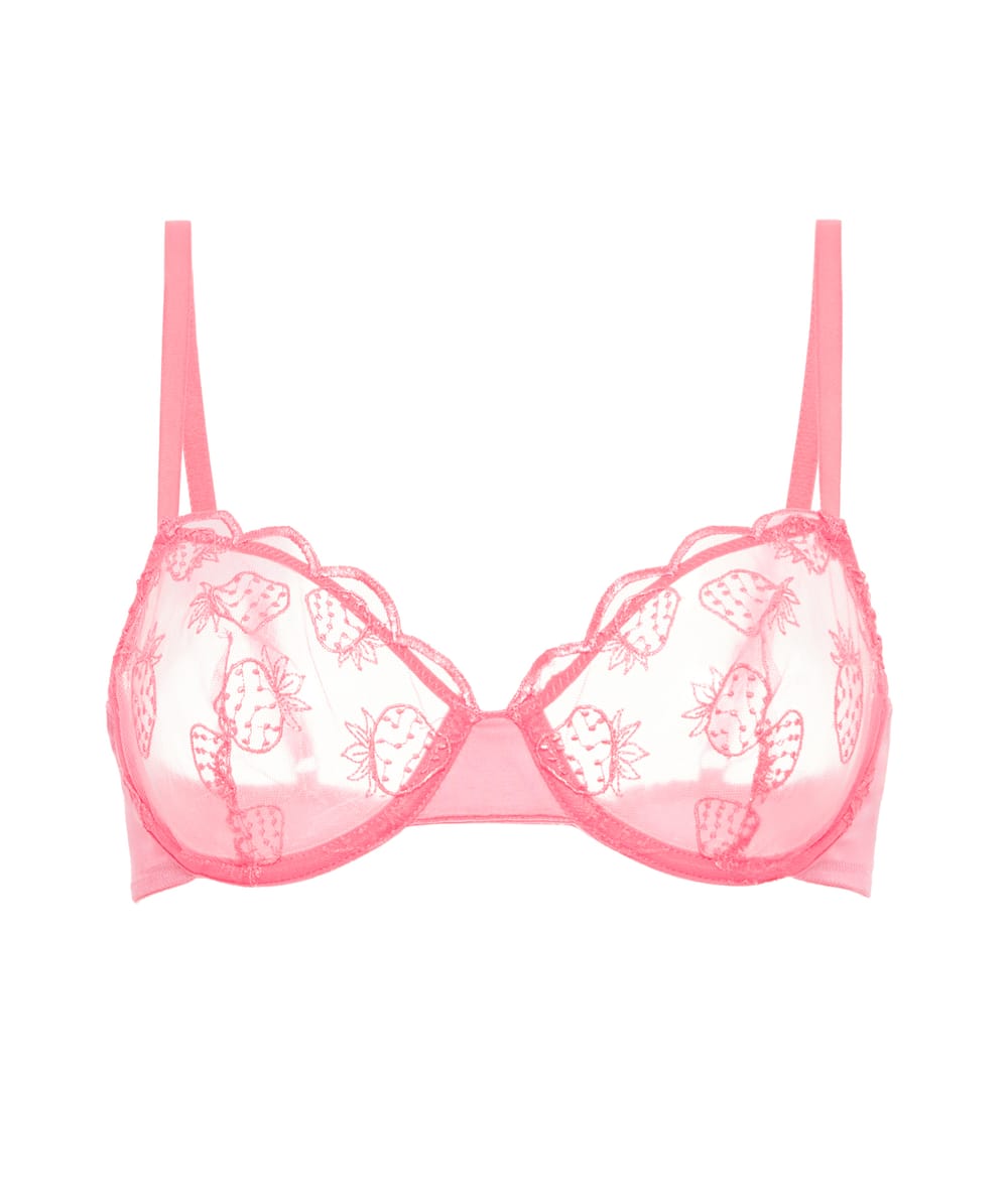 Balconette bra with embroidery;