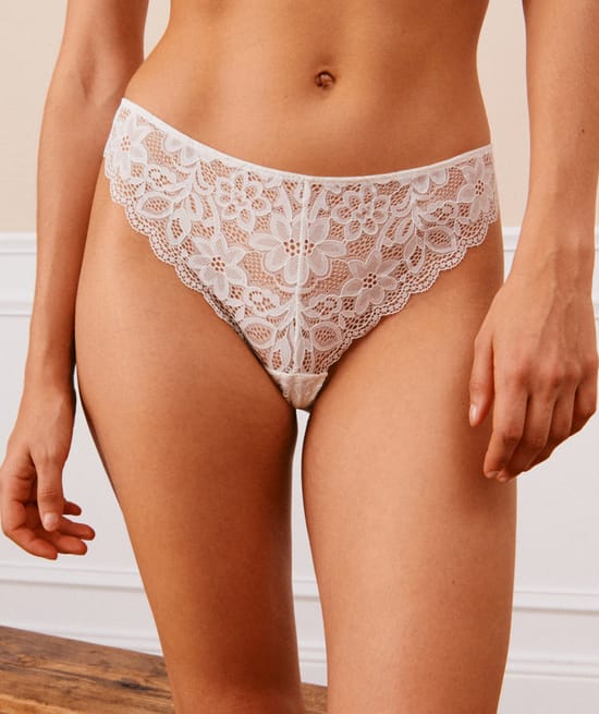 Lace tanga briefs ;