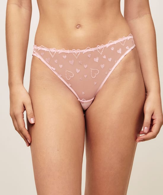 Tanga en tulle avec broderies;