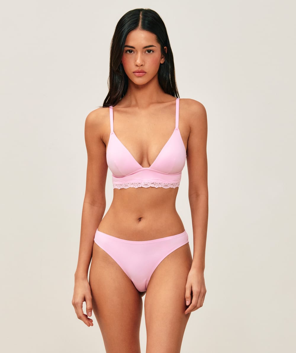 Tanga en microfibre et dentelle;