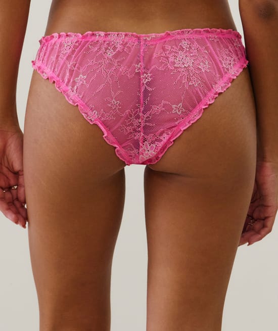 Mesh and lace thong;