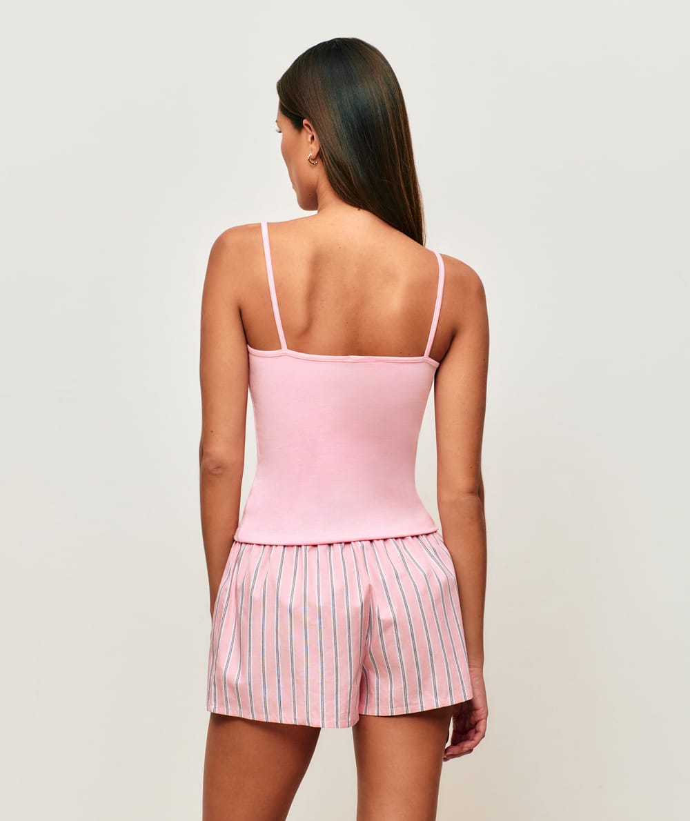 Short en coton &agrave; rayures;