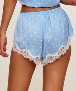 Polka dot satin shorts;