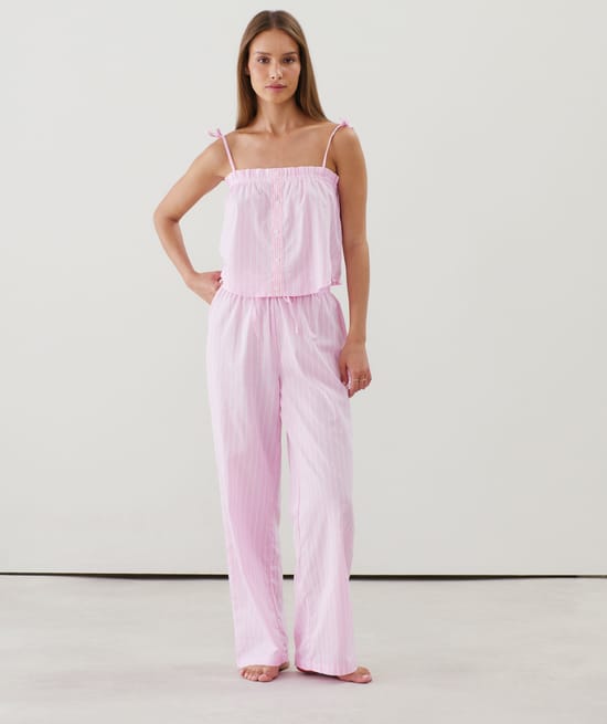 Katoenen broek met strepen;