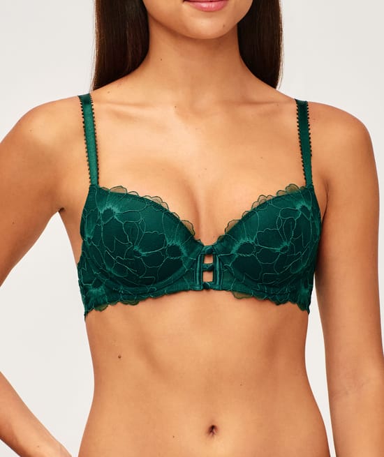 Floral lace push-up bra;