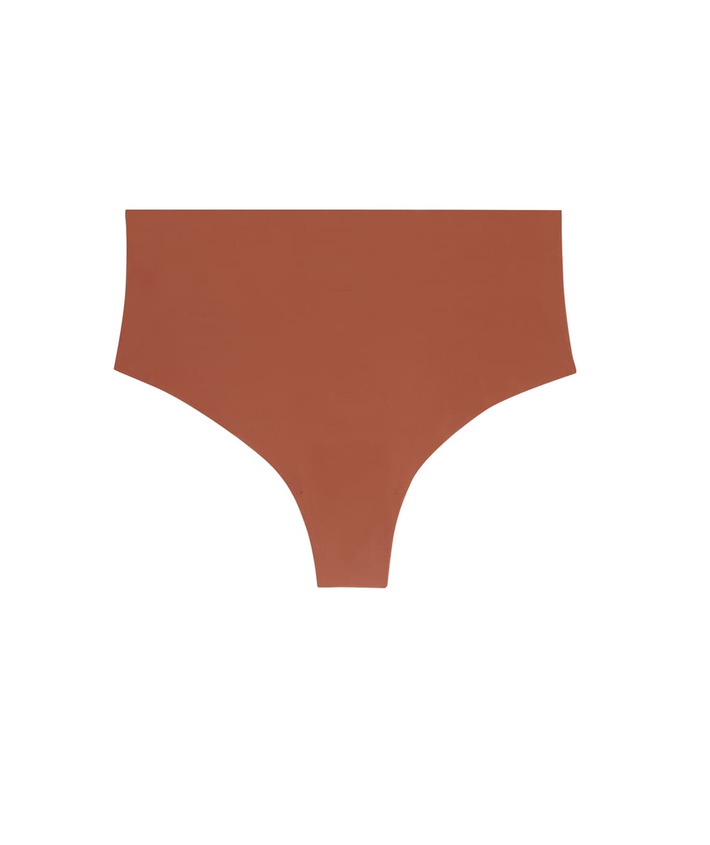 High-waisted microfibre thong;