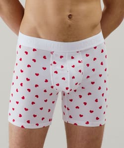 Boxer long en coton motifs coeurs;