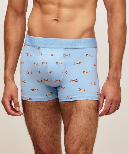 Printed cotton boxers with dachshunds;