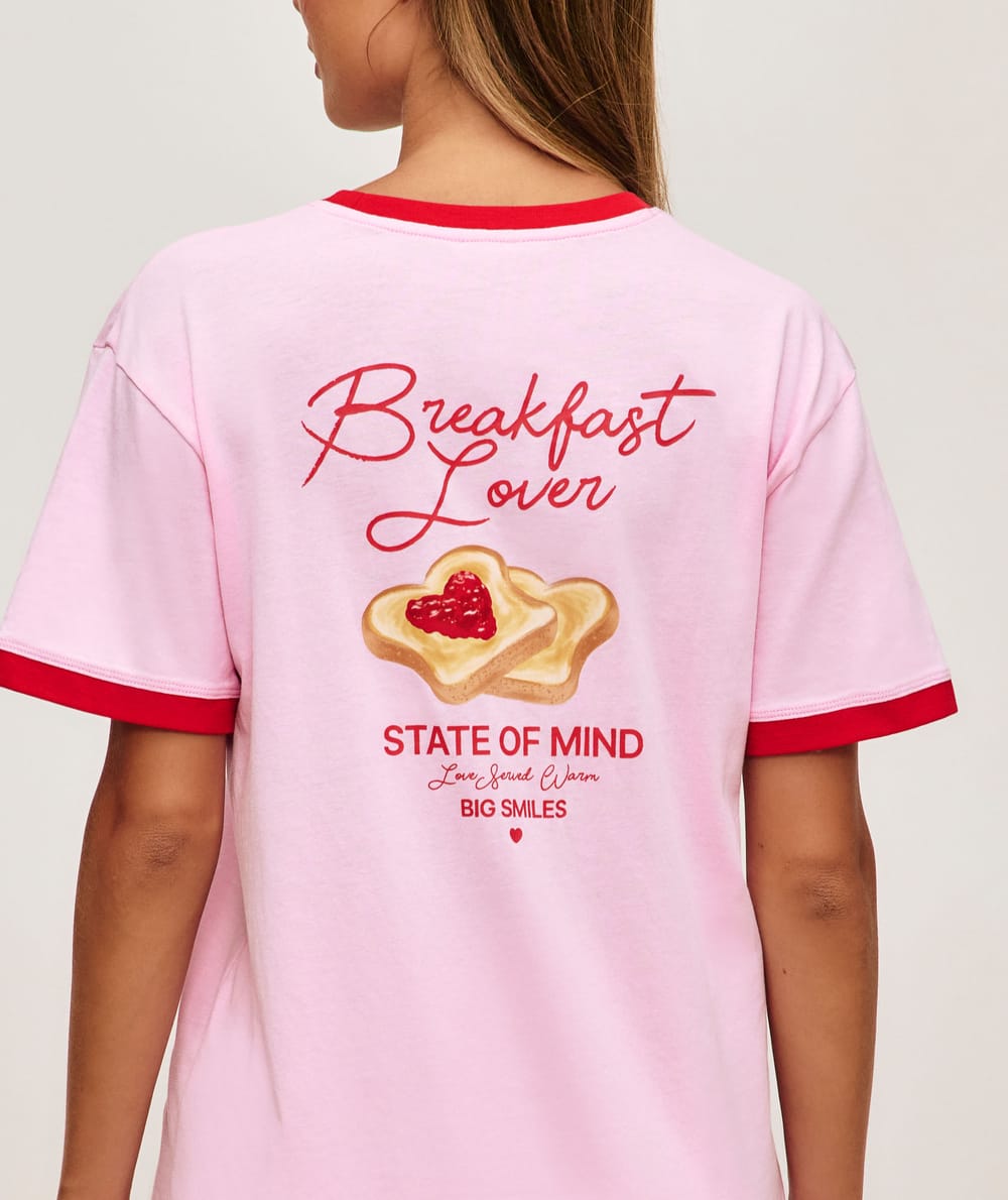 T-shirt en jersey imprim&eacute; "Breakfast Lover";
