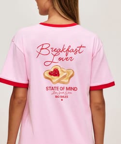 T-shirt en jersey imprim&eacute; "Breakfast Lover";