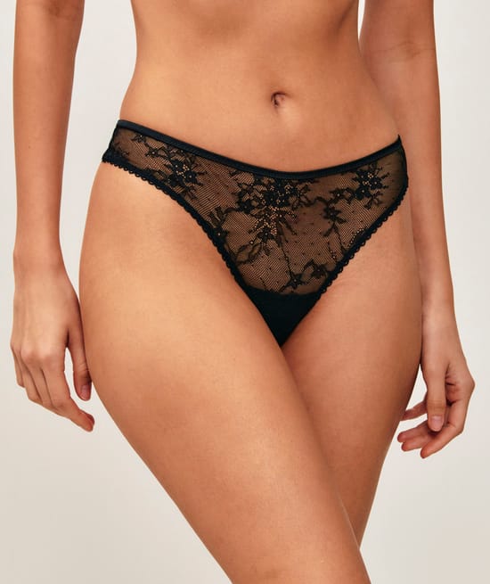 Lace string with heart jewel;