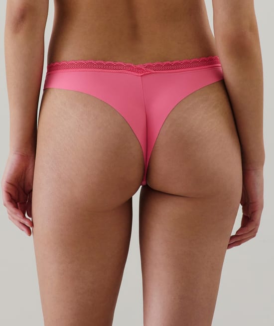 Microfibre and lace thong;
