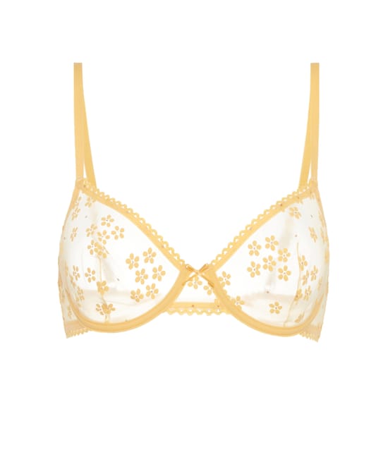 Balconette bra in tulle with embroidery;