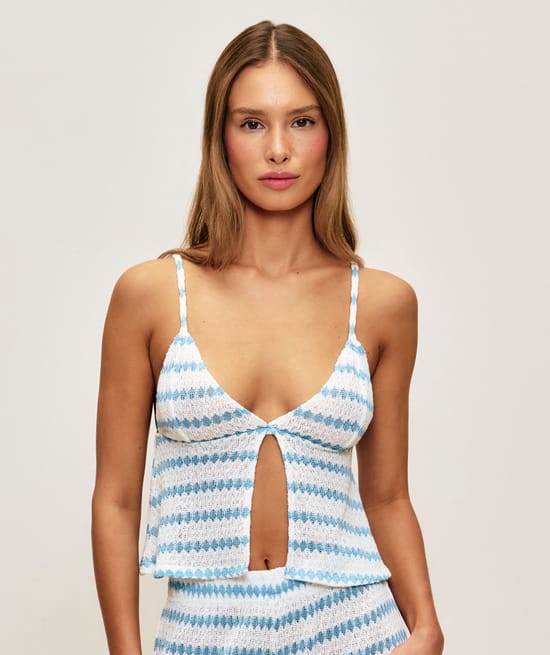 D&eacute;bardeur en crochet &agrave; rayures;