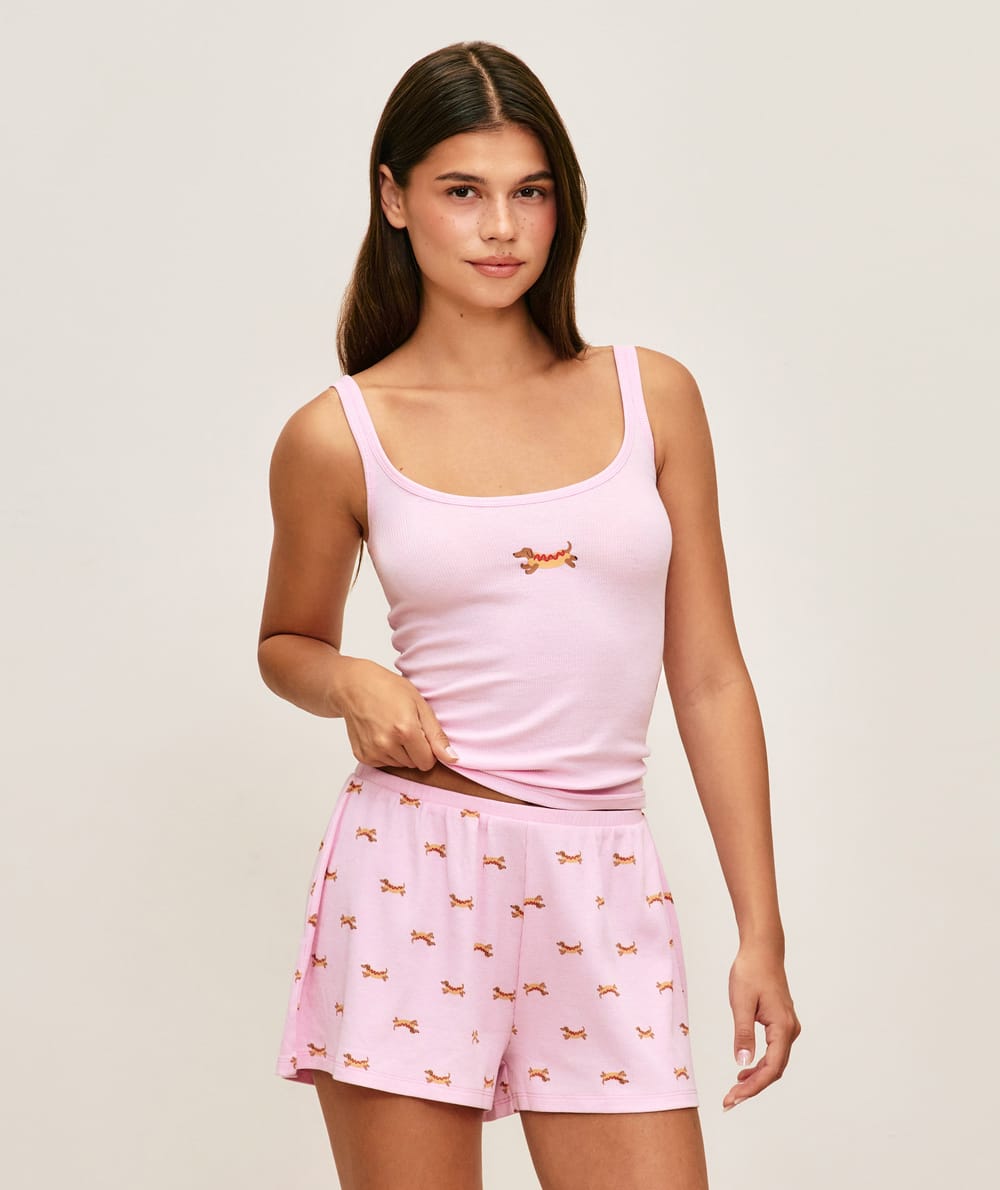 Short en jersey imprim&eacute; teckels;