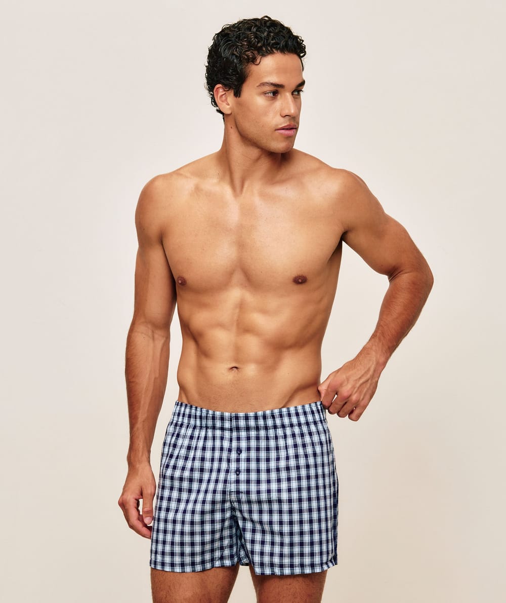 Checked cotton boxers;