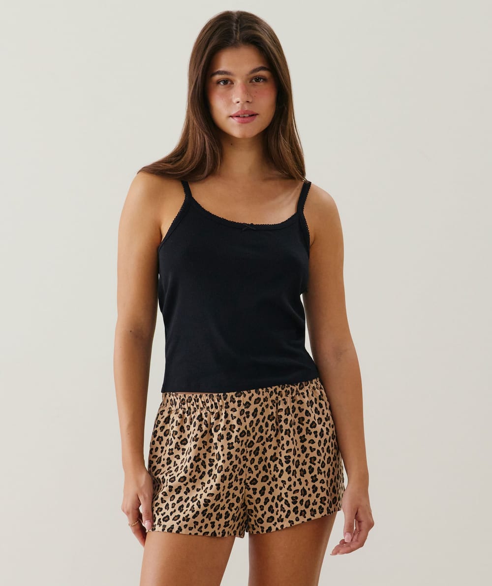Leopard print jersey Shorts;