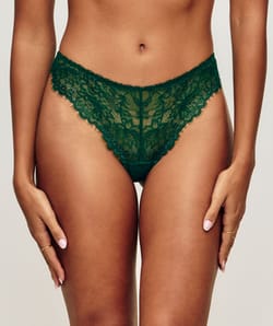 Lace thong with embroidery;