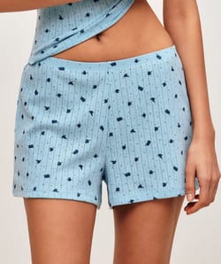 Short en pointelle imprim&eacute; fleurs et pois;