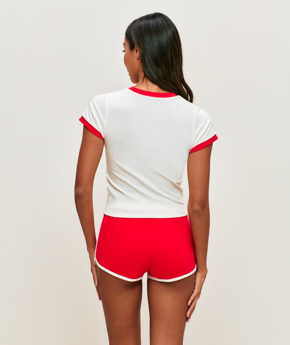 Jersey shorts with Hello Kitty embroidery;