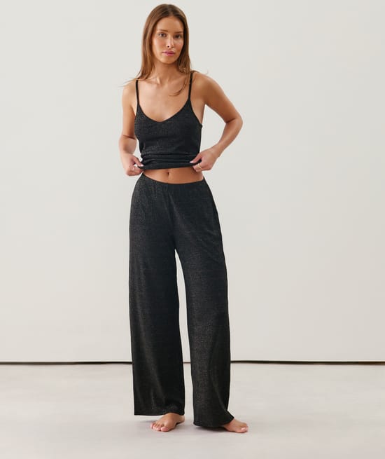 Pantalon lurex côtelé;