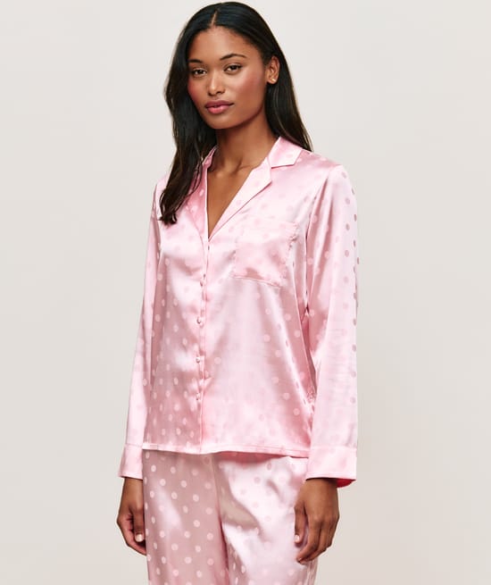 Chemise satin &agrave; pois;