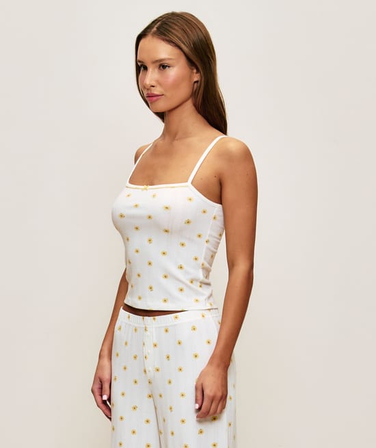 Printed sunflower tank top;