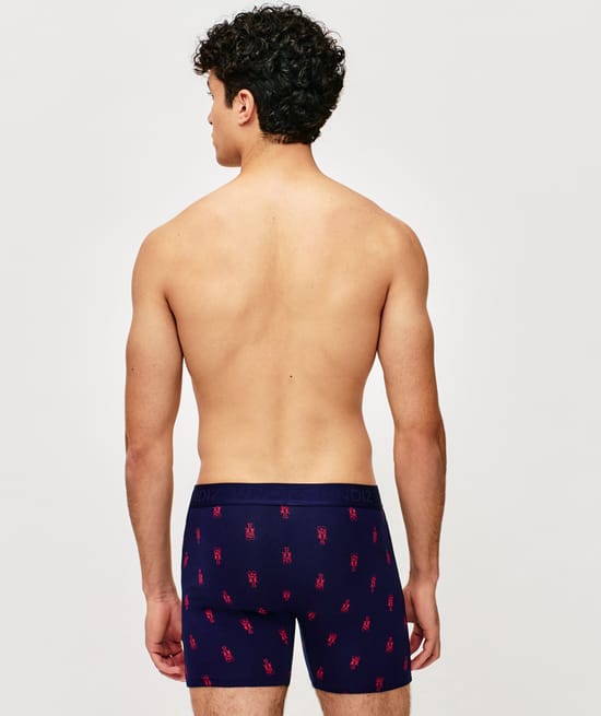 Cotton boxer shorts with lobster print;