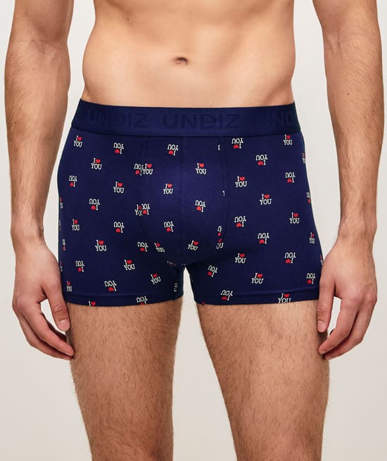Boxer coton imprim&eacute; "I LOVE YOU;