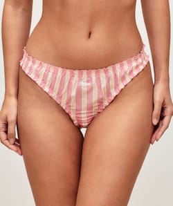 Striped cotton string with 'kisses' embroidery;