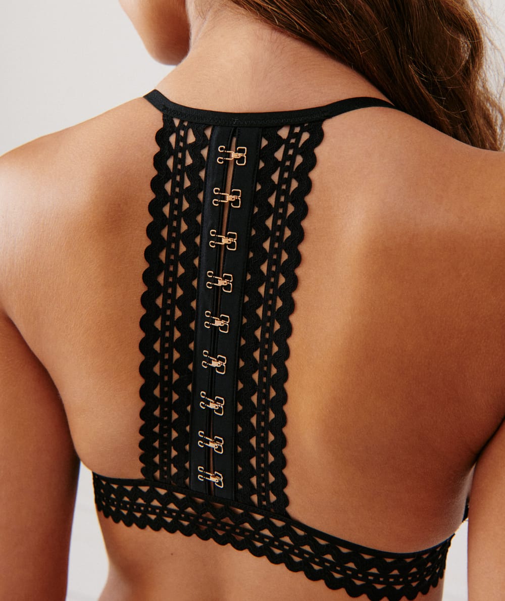 Lace triangle bra;