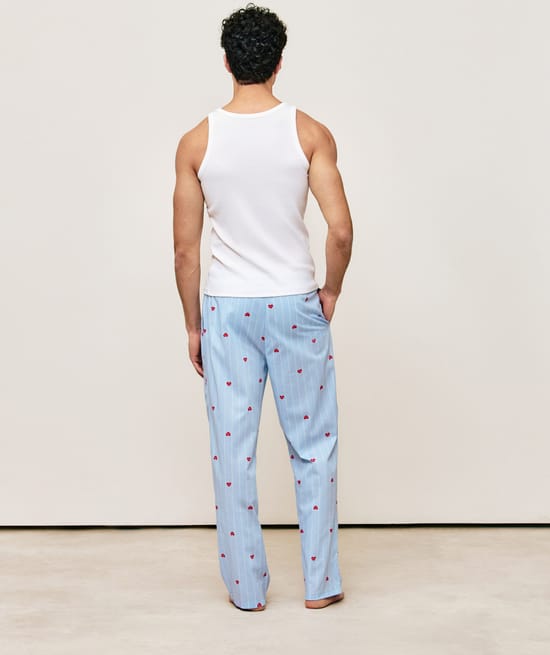 Pantalon &agrave; rayures motif c&oelig;urs;