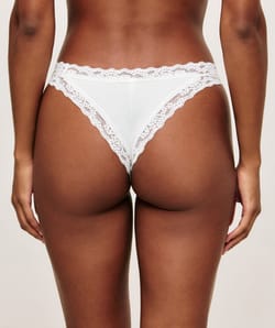 Cotton and lace thong;