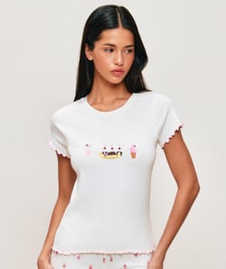 T-shirt L&eacute;ger en jersey avec imprim&eacute; glaces;