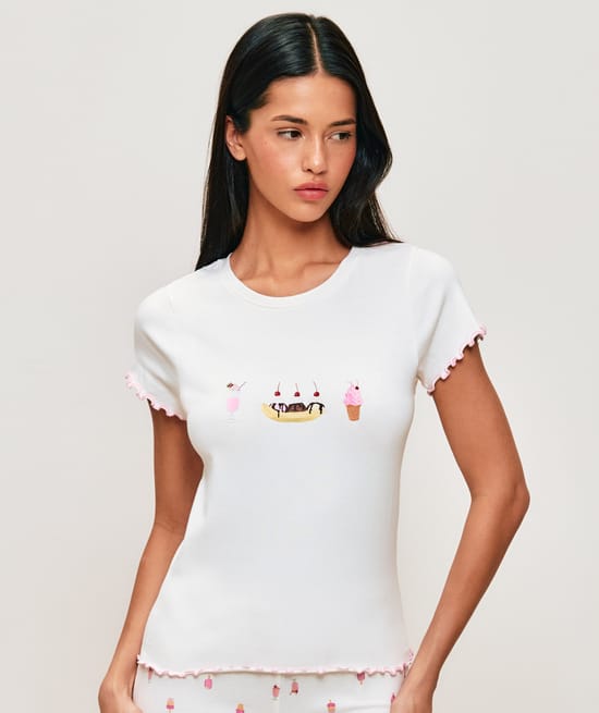 Light jersey T-shirt with ice cream print;