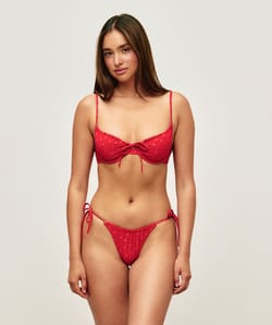 Bas de maillot de bain tanga avec motifs floraux;