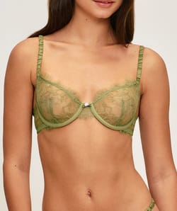 Lace balconette bra;