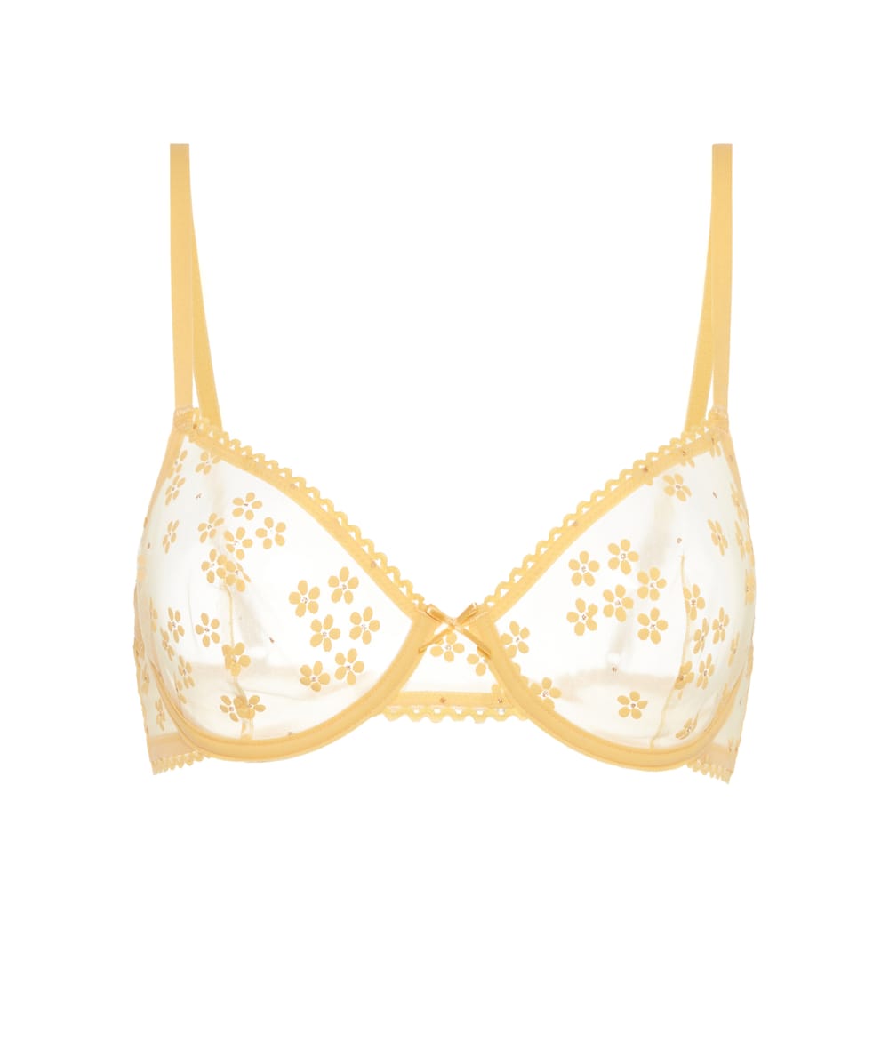 Soutien-gorge corbeille en tulle avec broderies;