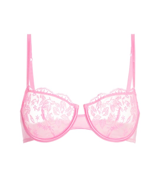Embroidered balconette bra;